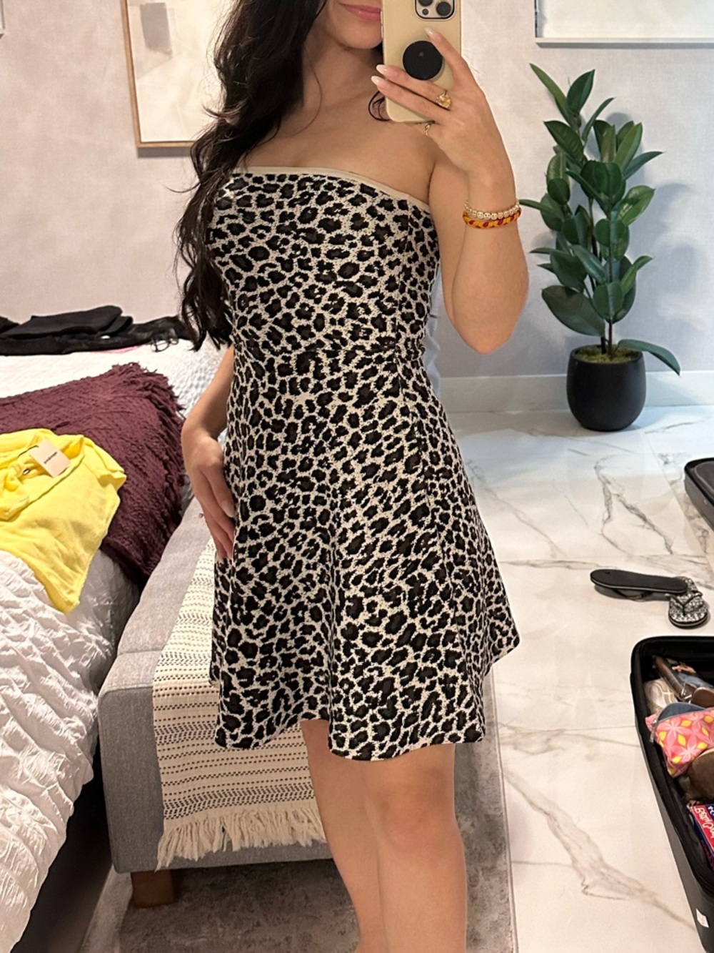 Express Strapless Leopard Print Dress